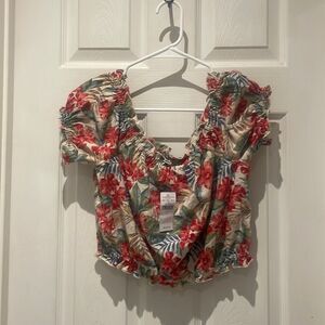 NWT AEO floral cinched crop top SZ small